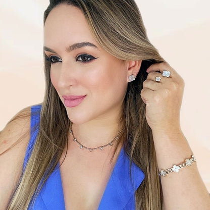 Brinco ouro 18K inspiração Van Cleff madrepérola